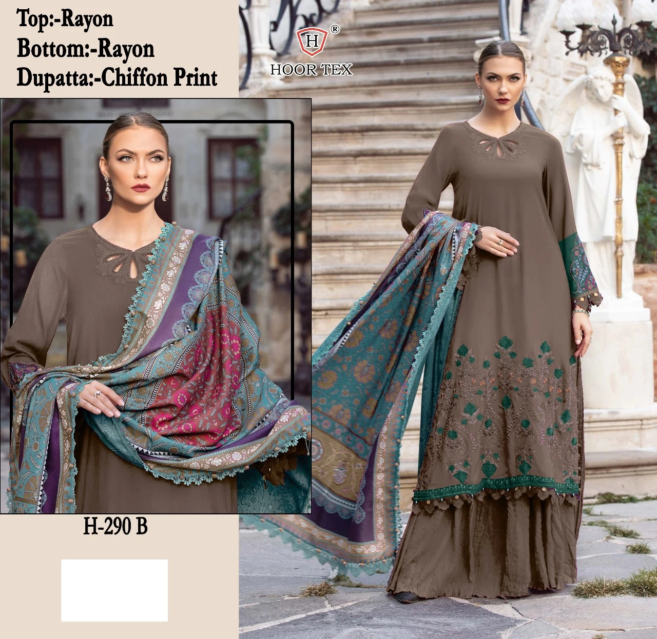 Hoor Tex H-290 Heavy Rayon Wholesale Pakistani Salwar Suit Catalog — Wholesale Salwar Suits, MPA wholesale from Surat - Gallery Image 8